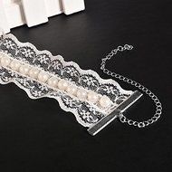 Sexy Lace Pearls Pendant Choker Collar Silver Chain Necklace Charm Women Jewelry N3