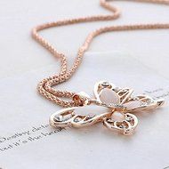 Rose Gold butterfly Pendant Necklace Stainless steel Fashion Women Jewelry gift N3