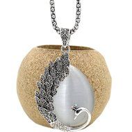 2015 New Style Europe Women Vintage Opals Restoring Long Peacock Sweater Chain (Vintage rose gold) N3