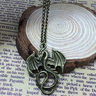 Bronze Dragon pendant necklace jewelry antique retro Antlers necklace