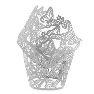 UNIQLED Pack of 50 Dancing Butterfly Filigree Bake Cake Paper Cups Little Vine Lace Laser Cut Liner Cupcake Wrappers... N2