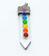 QTMY Fashion Jewelry Rock Crystal Quartz Gemstone 7 Chakra Healing Stone Pendant for Women Men N4
