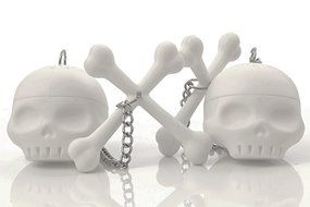 Wishstone Mr &amp; Mrs Bone Sugar Skull &amp; Crossbones Tea infuser Set of 2 - Good Addition To Nessie Loch Ness Monster...