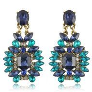 Fashion Women Lady Blue Crystal Rhinestone Ear Stud Earring Wedding Gift Jewelry
