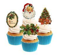 Traditional Christmas Collection 12 Edible Stand up wafer paper cake toppers - UNCUT (5 - 10 BUSINESS DAYS DELIVERY...