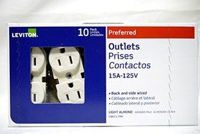 Leviton ProGrade 15 Amp Duplex Outlet (10-Pack) CBR15-TMP - Light Almond by Leviton