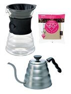 Hario V60 Kettle, Decanter &amp; Paper Filters - Three Products All Sold Together