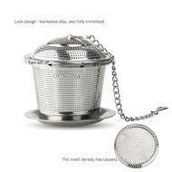 OUNONA Tea Strainer Loose Tea Infuser 304 Stainless Steel Tea Steeper (Set of 2) with Tea Scoop and Drip Trays