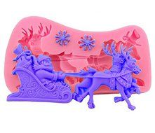 Fashionclubs 3D Silicone Christmas Santa Clause Sleigh Deer Chocolate/Fondant/Candy Baking Mold