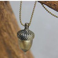 Fashion Women Acorn Necklace Retro Charm Bronze Sweater Chain Necklace Jewelry