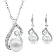 Morenitor(TM) Jewelry Set Gold Plated Pearl Pendant Necklace Dangle Earring Stud Set. N16