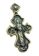 Jesus Christ Angels &amp; Holy Mary Silver 925 Pendant 5 Micron Gold Cross Jerusalem N3