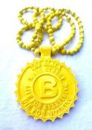 Black WaLL Street Yellow Hip Hop Style Pendant with matching beaded necklace N6