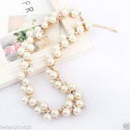 Fashion Women Jewelry Crystal Pearl Necklace Statement Bib Chunky Pendant Chain N2