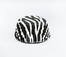 25 Black &amp; White Zebra Print Mini Cupcake Liners