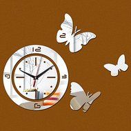 EverTrust(TM) Sale promotion wall watch rounds with butterflies home acrylic decor mirror clock 3d sticker Living...