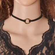 90&#039;s Black Velvet Charm Choker Necklace Gothic Punk Handmade Retro Jewelry N3