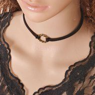 90&#039;s Black Velvet Charm Choker Necklace Gothic Punk Handmade Retro Jewelry N4