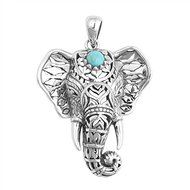 Vintage Retro Silver Elephant Charm Pendant Turquoise Chain Choker Necklace Gift N3