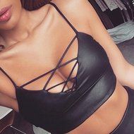 Bra Top ，Beautyvan Comfortable Tank Tops Bustier Bra Vest Crop Top Blouse Leather (S, Black)