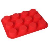Plataplus Silicone Muffin Pan 12 Cup Nonstick Cupcake Baking Mold BPA Free, Red N2