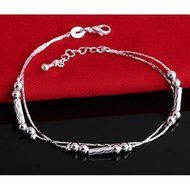 New Charm Silver Bead Smooth Tube Chain Bracelet Bangle Party Wedding Jewelry N2