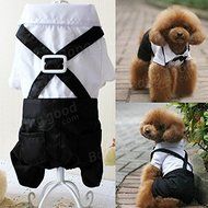 Pink Lizard Pet Dog Tuxedo Suit Bow Tie Collared Puppy Shirt Puppy Dog Wedding Outfit