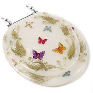Comfort Seats C1B6R9-BFCH Acrylic Toilet Seat with Chrome Hinges, Round, Butterflies by Comfort Seats