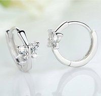 Fashion Women's Crystal 925 Sterling Silver Ear Stud Hoop Earrings Jewelry New N5