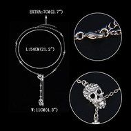 Skull Rhinestone Crystal Chain Necklace Pendant Vintage Silver Halloween Gift N3