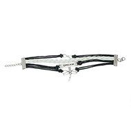 1PC Black New Silver Tone Dragonfly Dream Cute Leather Bracelet 19cm