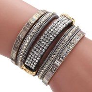AutumnFall&reg; Women Bohemian Bracelet Woven Braided Handmade Wrap Cuff Magnetic Clasp (Gold) N11