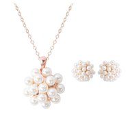 Morenitor(TM) Jewelry Set Gold Plated Pearl Pendant Necklace Dangle Earring Stud Set. N18