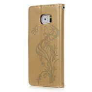 (Not for S7) S7 Edge Case,Galaxy S7 Edge Case - Badalink Embossed Butterflies Wallet Flip Cover with Bling Diamonds... N11