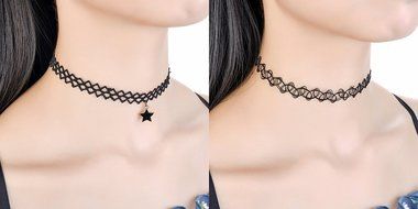 CrazyPiercing 6 Pcs Set Choker Necklaces for Women Girls Black Velvet Tattoo Choker Collar Lace Gothic Vintage... N8