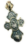 Jesus Christ Angels &amp; Holy Mary Silver 925 Pendant 5 Micron Gold Cross Jerusalem N4