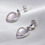 New Womens 925 Sterling Silver Pink Crystal Rose Quartz Heart Ear stud Earrings N2