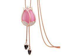 Fashion Korean Style Tulip Flower Women's Sweater Chain (Rose gold-White) N5