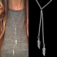 Women Boho Jewelry Choker Chunky Statement Leaves Pendant Chain Necklace Silver