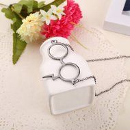 1Pc Hot Film Harry Potter Dainty Glasses Lightning Scar Pendant Necklace Chain (silver) N2