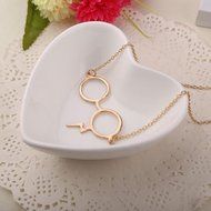 1Pc Hot Film Harry Potter Dainty Glasses Lightning Scar Pendant Necklace Chain (silver) N3