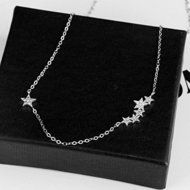 Women's Sterling Silver Small Crystal Star Pendant Necklace Neck Jewelry Gift N6