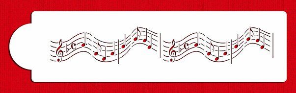 Designer Stencils C2128T Musical Notes Cake Stencil, 12", Beige/Semi-Transparent