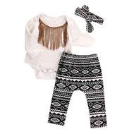 Clothes Set ,BeautyVan 3pcs Newborn Infant Baby Girls Tassels Romper+Pants+Headband Legging Outfits Set (12M,...