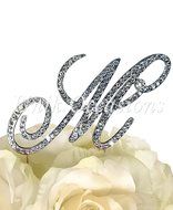 Victorian Collection Monogram Rhinestone Cake Topper - Large - Silver (4.75&quot; Tall) (Letter M)
