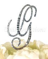 Victorian Collection Monogram Rhinestone Cake Topper - Large - Silver (4.75&quot; Tall) (Letter M) N3