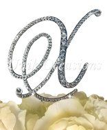 Victorian Collection Monogram Rhinestone Cake Topper - Large - Silver (4.75&quot; Tall) (Letter M) N4