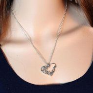 "Mom" Charm Crystal Heart Pendant Necklace Chain Statement Mother's Day Gifts N7
