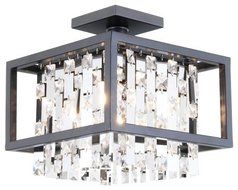 DVI Lighting DVP6311GR-CRY Semi Flush Mount with Clear Crystals Shades, Graphite Finish by DVI