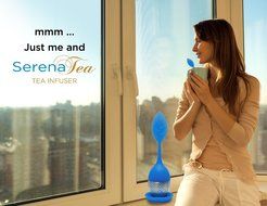 SerenaTea Luxurious Tea Infuser- Blue Silicone Tea Infuser | Handle Stainless Steel Strainer Filter Infuser with...